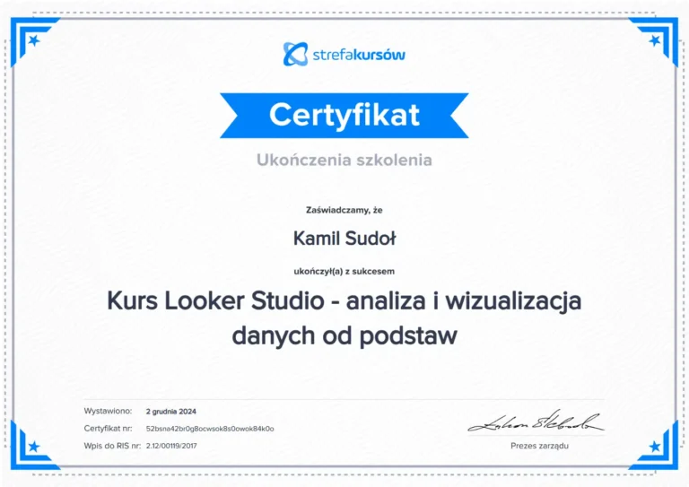 Certyfikat Looker Studio - analiza i wizualizacja danych od podstaw