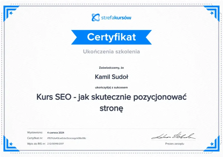 Certyfikat SEO - jak skutecznie pozycjonować stronę