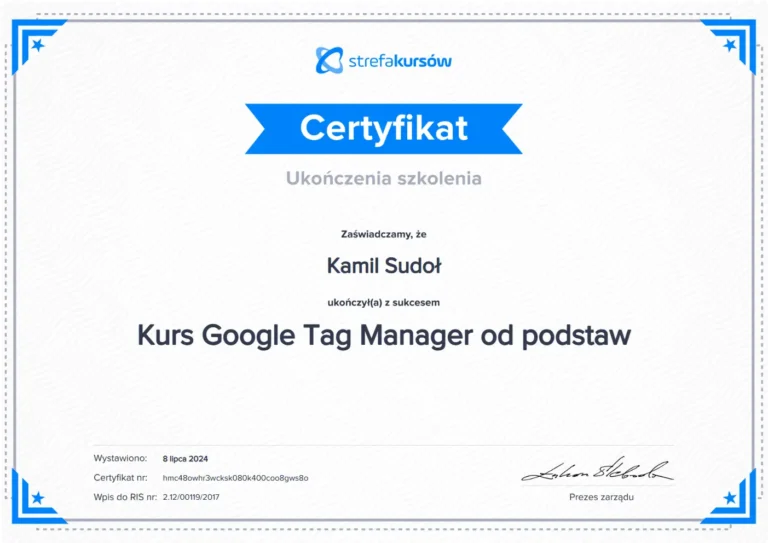 Certyfikat Google Tag Manager od podstaw